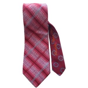 Robert Graham Silk Neck Tie Multicolor Red Pink Blue Embroidered Office Formal